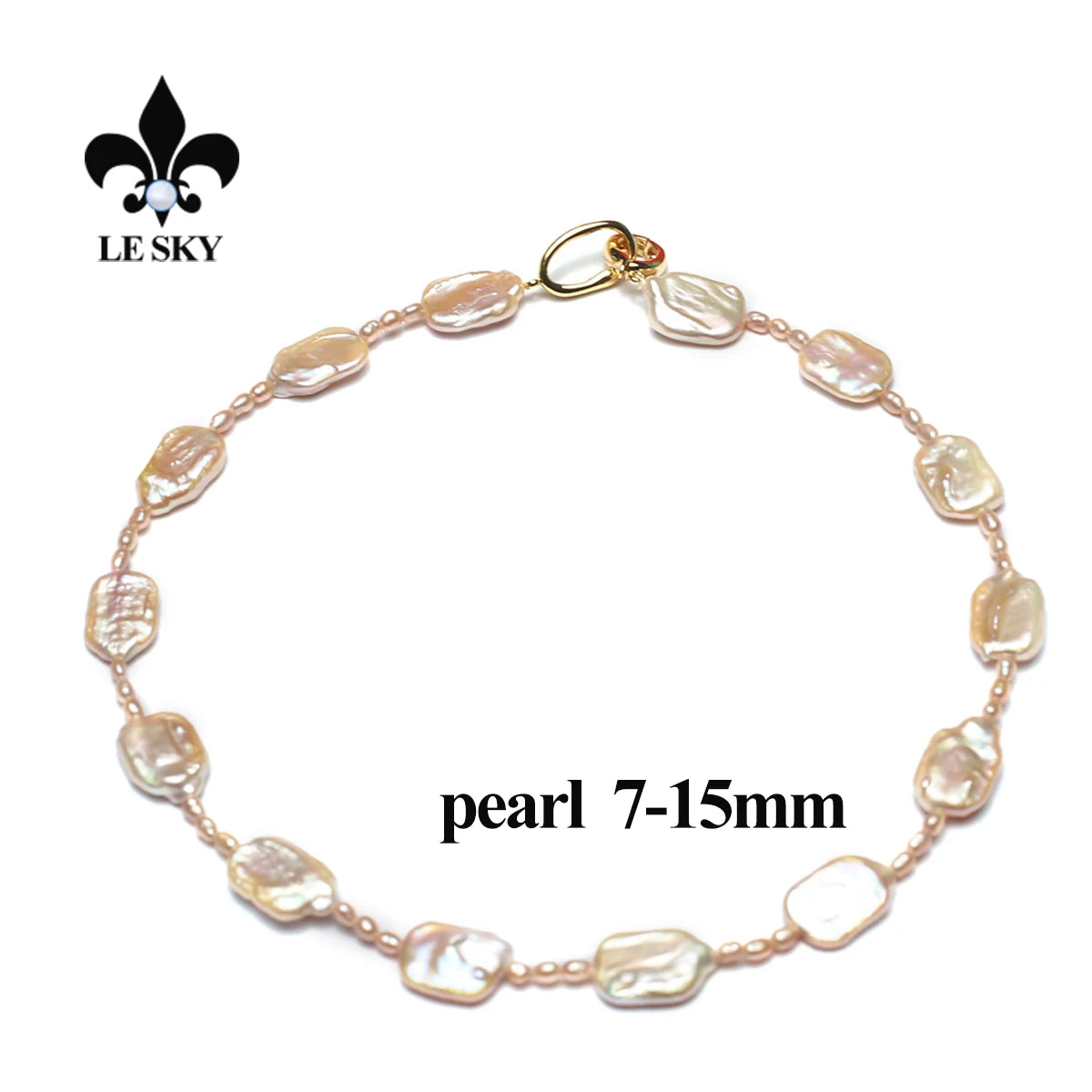 LE SKY Natural Freshwater Pearl Set Potato Shape Elasticity Pearl Bead Bracalet Necklace Earrings Wedding Party Accessories 8-9