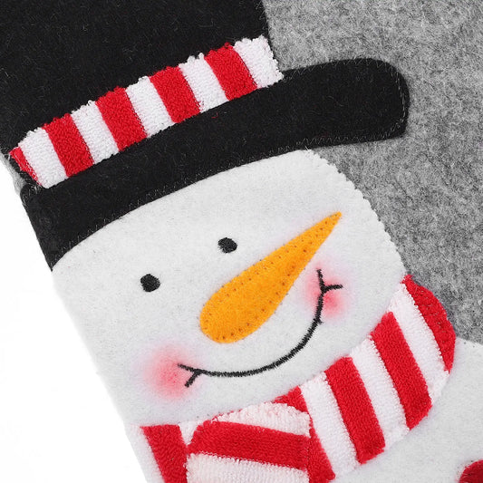 Christmas Snowman Stocking Bag Premium Fabric Adorable Snowman Pattern Festive Home Garden Decor Hanging Ornament Tree Decor