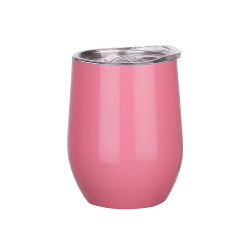 12OZ Wine seal Cover Custom Logo Mug Vacuum Insulated Thermos Garrafa Termica  Egg Shape Coffee Tumbler  Wine Beer  With Lid