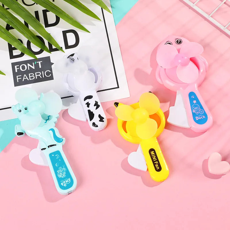 Manual Press Cooling Fan Mini Portable Plastic Cartoon Animal Fans Multiple Styles Household Product Summer Outdoor Activity TMZ