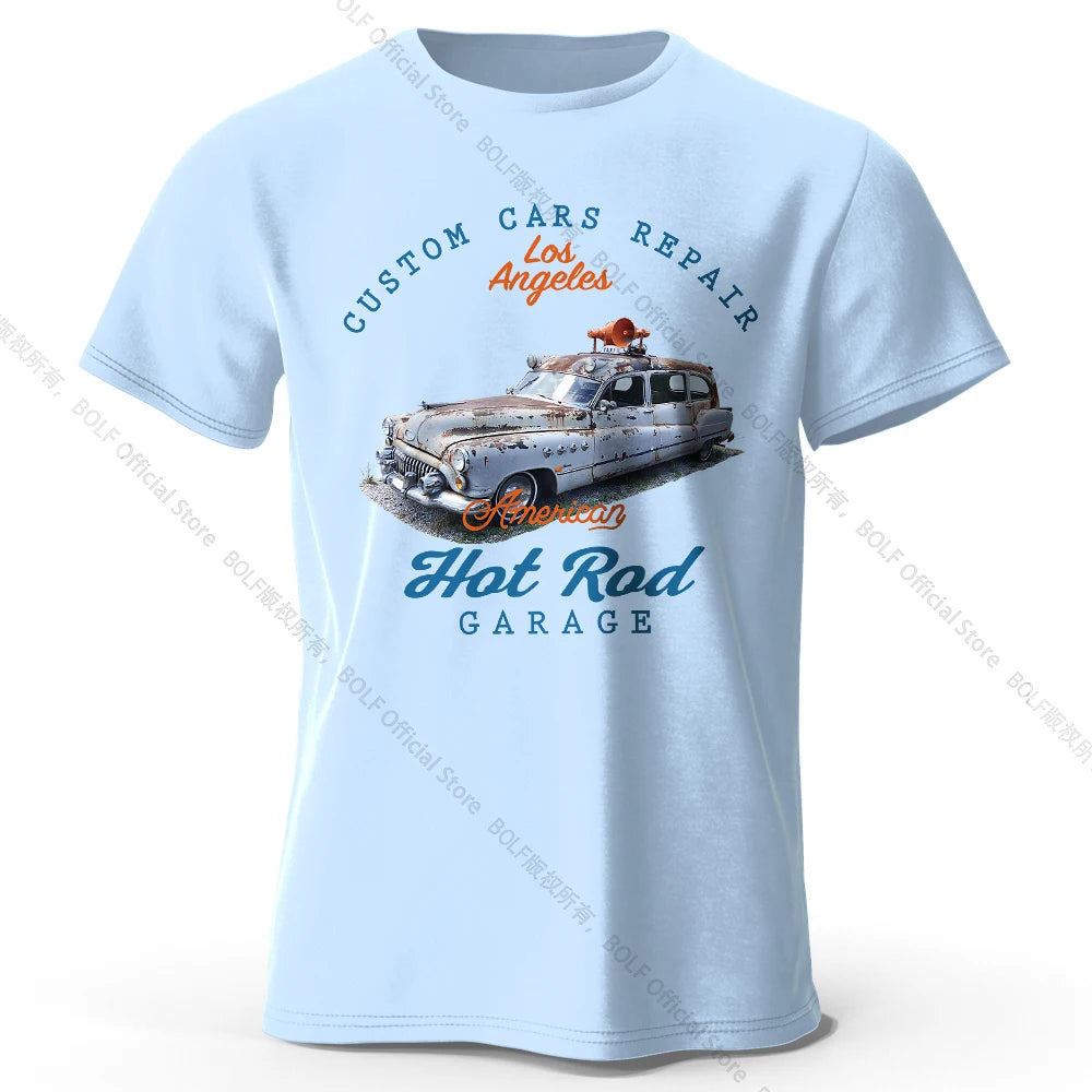 Custom Car Club Patch Printed Unisex Men Women T-Shirt Tees Tops 100% Cotton Embossed Logo Graphic Gearhead Outfit
