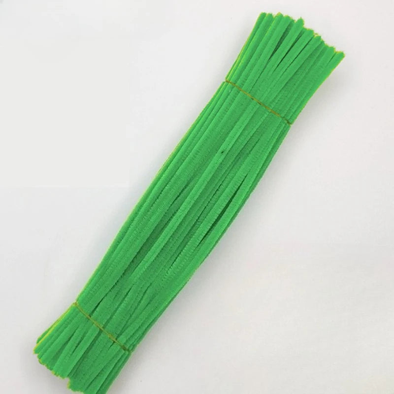 100pcs DIY Creative Twisting Rod Green Pipe Cleaner Craft,Thick Fluffy Suitable for DIY Craft Projects Christmas Tree Decoration