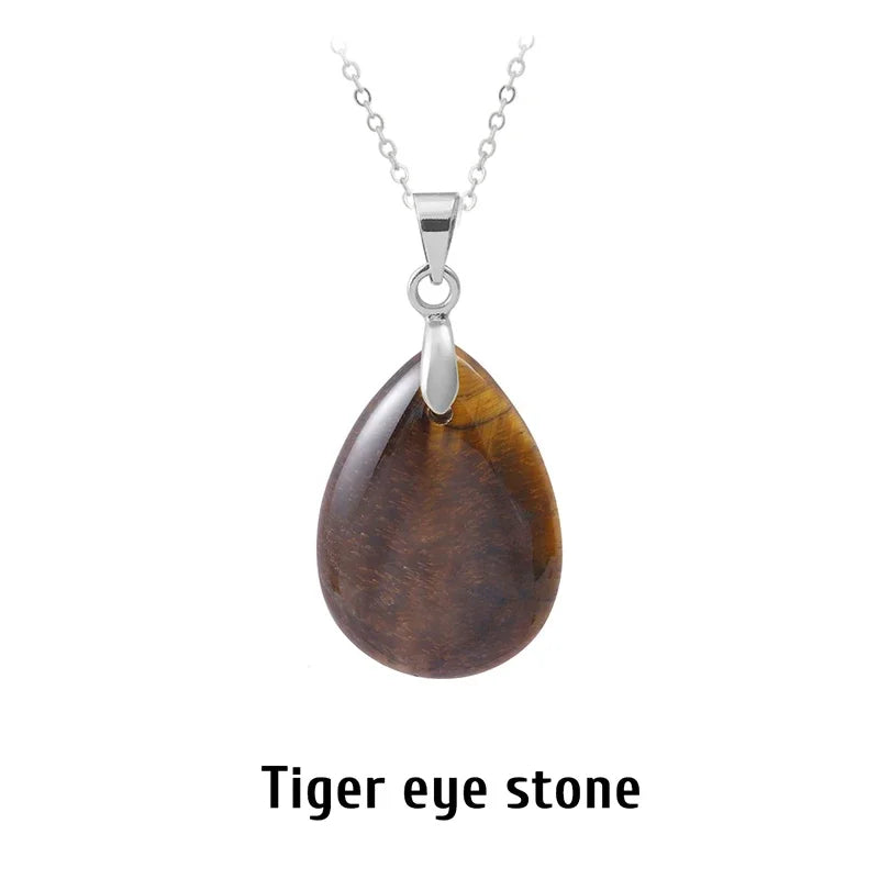 Natural Stone Crystal Pendant Teardrop Fashion Necklace For Diy Necklace Earrings Making Jewelry Christmas Friendship Gift