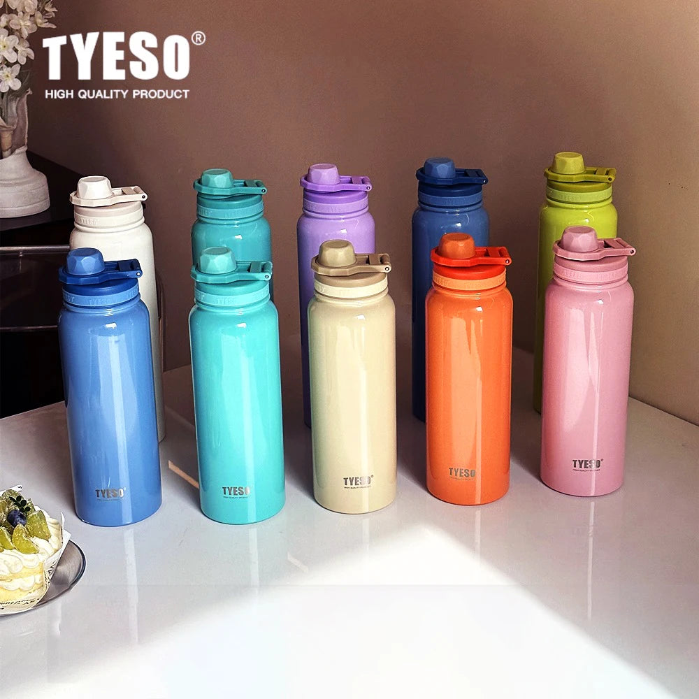 TYESO Thermos Bottle Car Insulated Flask Water Tumbler for Outdoor Sports Travel Vacuum Flasks Stainless Steel Thermal Cup