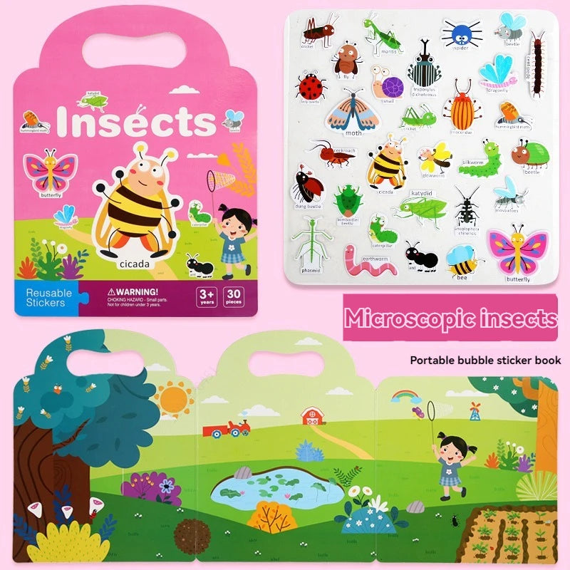 Reusable Sticker Book for Kids Vehicles Truck Stickers Educational Learning Travel Stickers Activity Books for Toddler Girls Boy