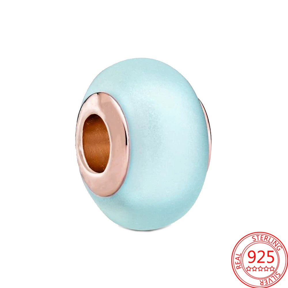 Nostalgic 925 Silver Red Dumbbells&Pink Motorcycles&Natural Pearl Shells&Hearts&Frosted Mura Charm Fit DIY Bracelet Jewelry