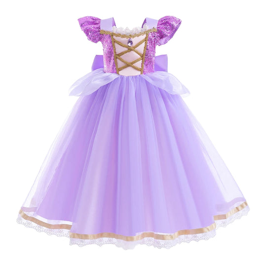 Summer Rapunzal Girl Princess Dress Cosplay Tangled Halloween Birthday Party Vestido Kids Birthday Costume