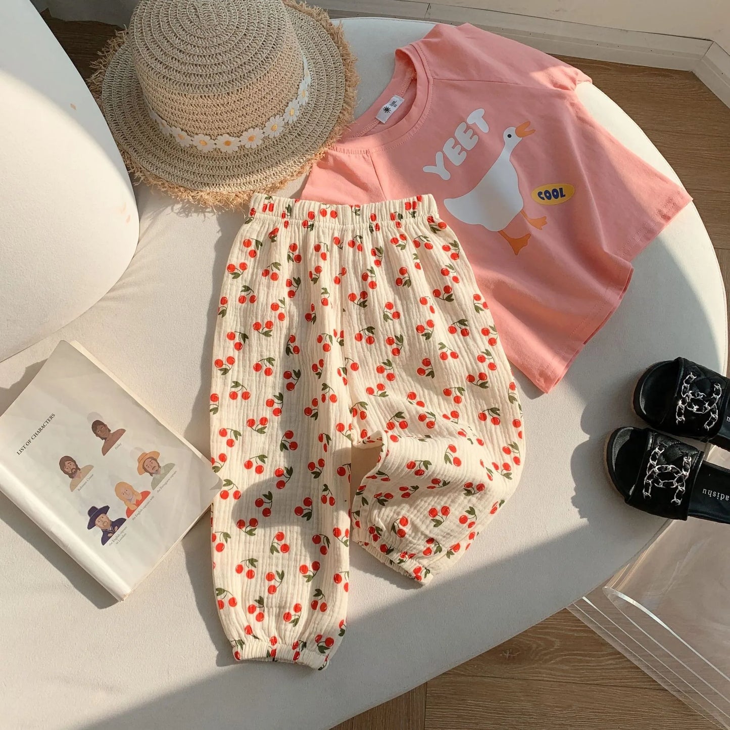 2-8T Toddler Kid Baby Girls Clothes Cotton Summer Flower Girls Pants Elegant Loose Floral Trousers Beach Casual Childrens Outfit