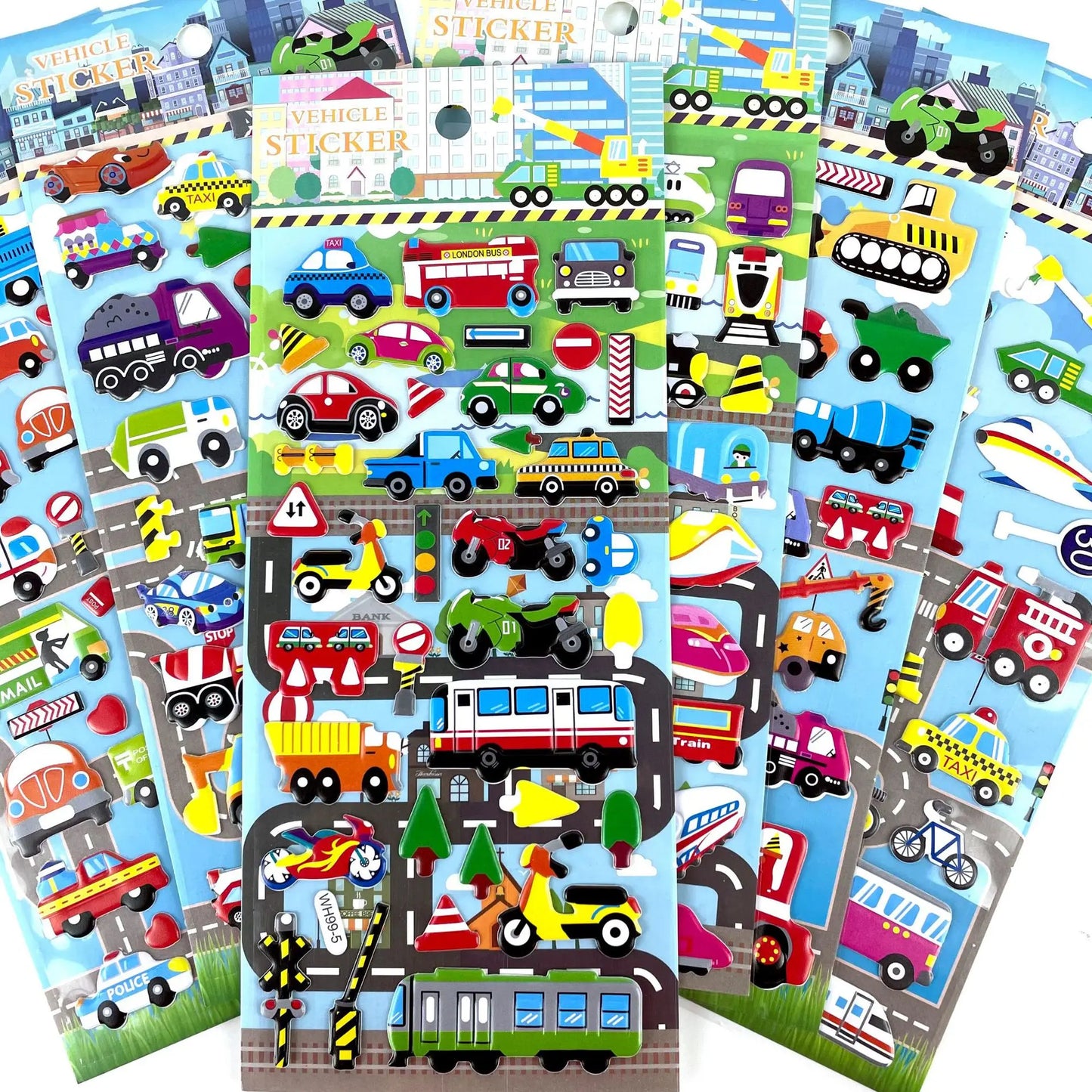 6Sheets 3D Bubble Sticker Car Truck Dinosaurs Marine Animals Cartoon Decals WaterproofKids Funny Educational Decals Toys