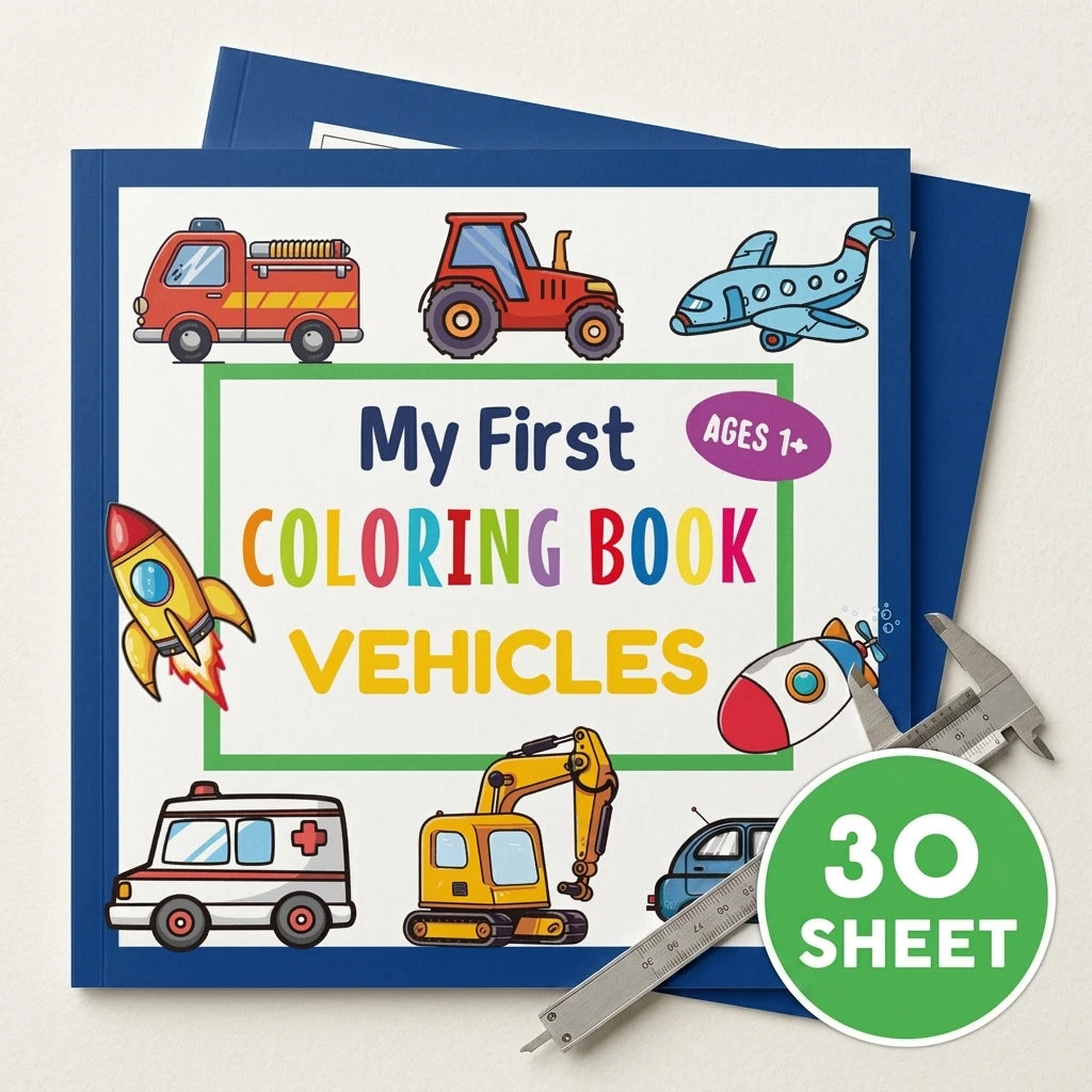 High Weight Paper Coloring Book For Kids Cartoon Vehicles Theme Thick No Bleed Sheets For Boys Girls