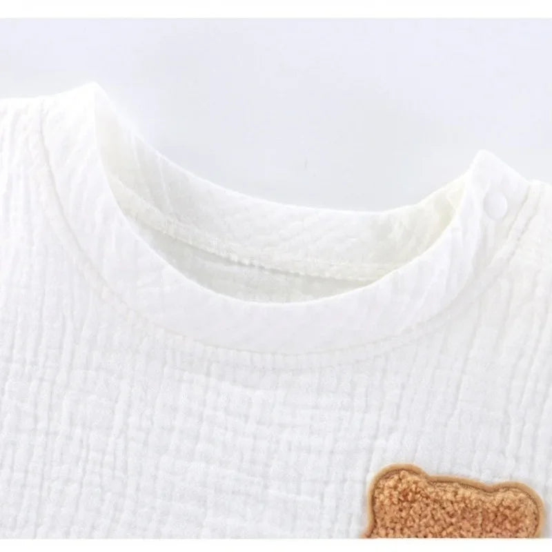 2026 Kids Boy Girl Summer 2Pcs Outfit Set Bear Sleeveless Cotton Vest + Lantern Shorts Childrens Clothes for Outdoor Wear
