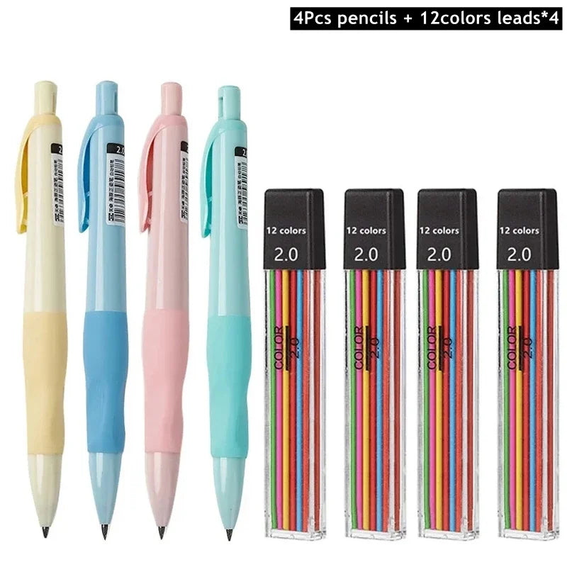 Cute Dolphin 2mm Mechanical Pencils Set Carpenter Drafting HB Pencil 2.0 mm for Drawing Writing Sketching Kawaii School Supplies