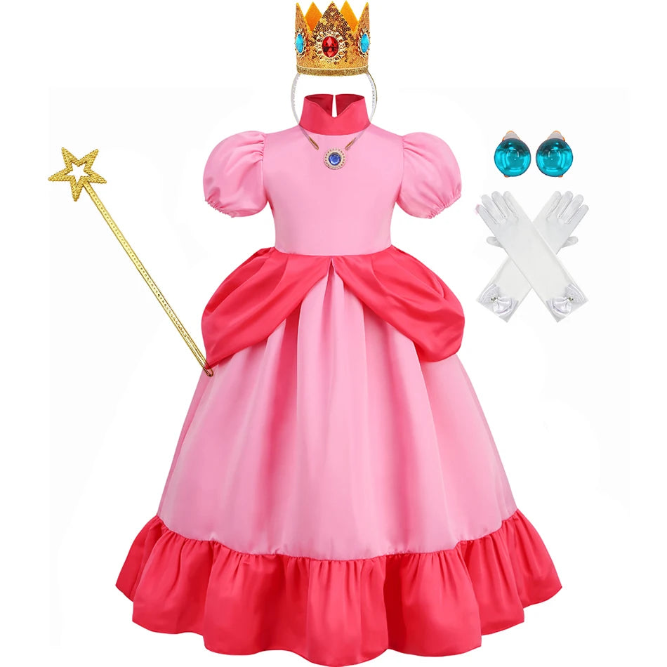 Daisy Girls Princess Dress Cartoon Movie Cosplay Costume Summer Kids Orange Party Outfits 2-10 Years Halloween Fancy Clothes