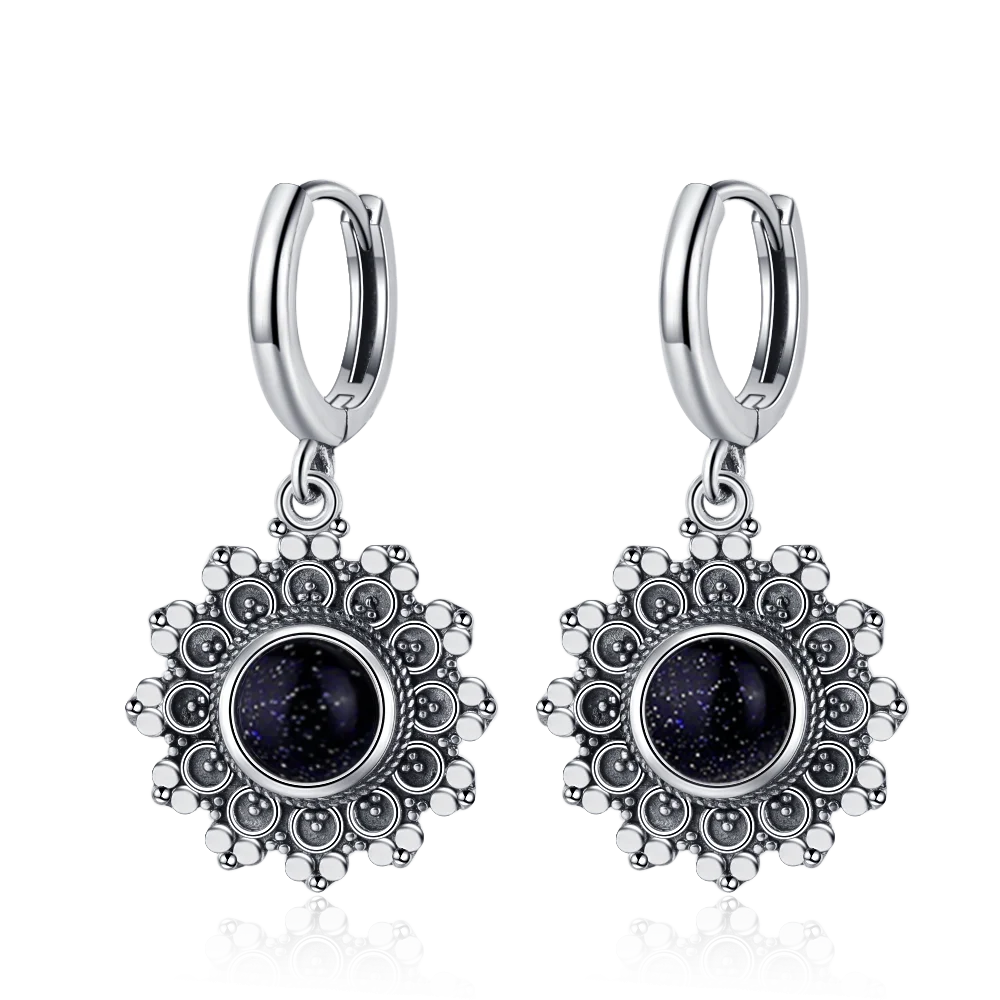 New Elegant Natural Kyanite S925 Silver Drop Earrings for Women Vintage Jewelry Wedding Engagement Hoop Earrings Gifts