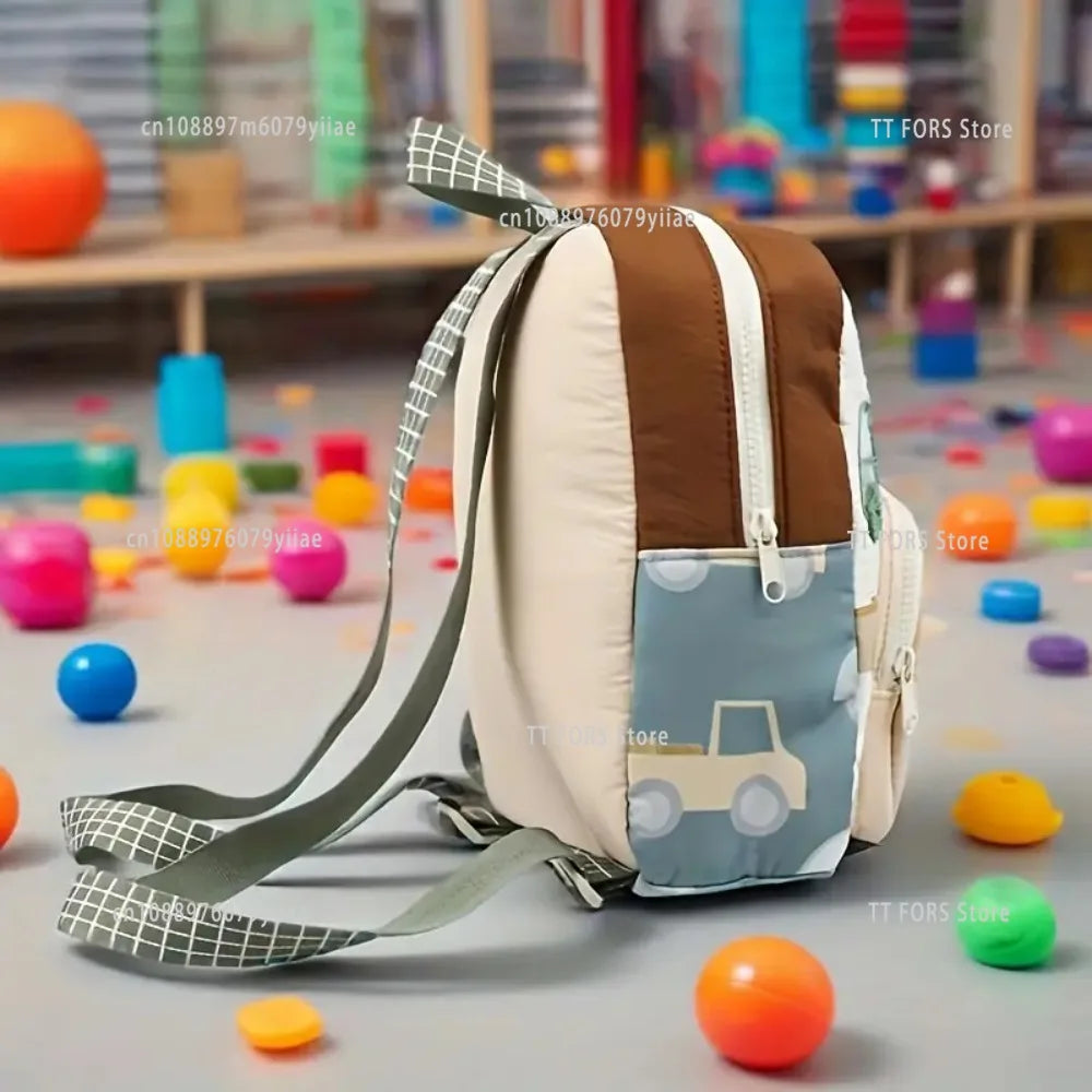 New Car Embroidery Children S Backpack Lightweight Durable Cotton Material Cute Boys and Girls Kindergarten Preschool Schoolbag