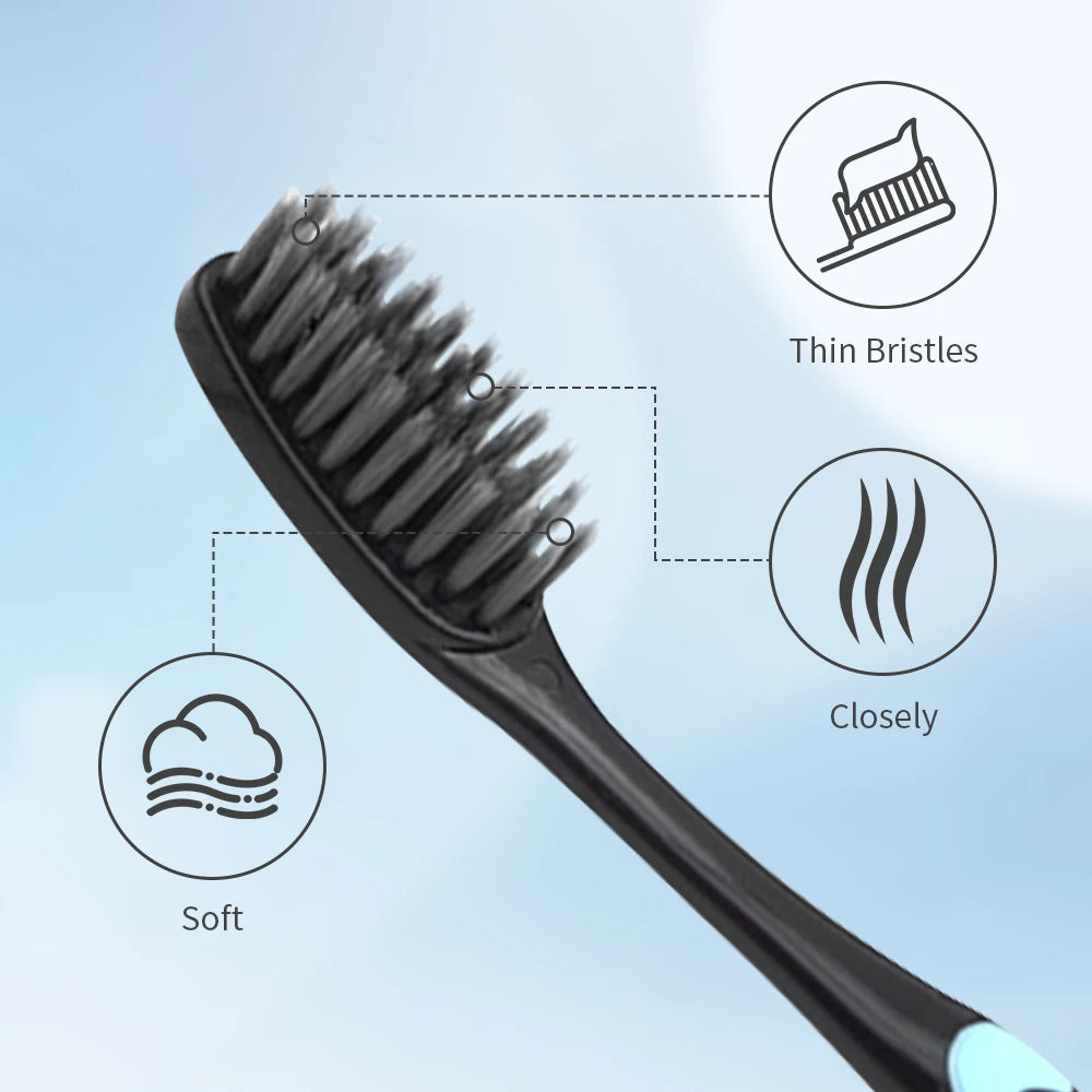 10 Pieces Packed Toothbrush Deep Cleaning Soft Bristle Bamboo Charcoal Black Hair Ultra-Fine Health Teethbrush Oral Cleaning