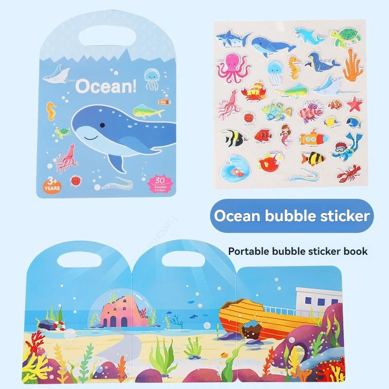Reusable Sticker Book for Kids Vehicles Stickers Educational Learning Travel Stickers Activity Books for Toddler Girls Boy