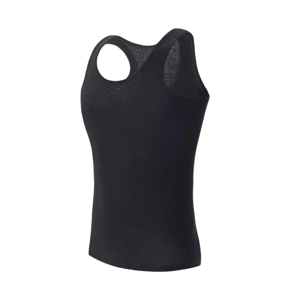 Four Seasons Men Pure Cotton Vest Youth Fit Sports Fitness Middle-aged Casual Sleeveless Top