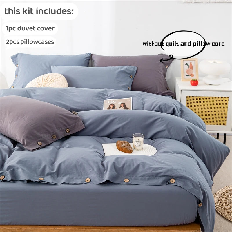3pcs  100% cotton bedding set Double Duvet Cover Set 220x240 Solid Twist Cotton King Size Bedding Set Quilt Cover Set