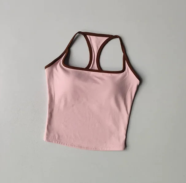 Sports and Fitness Vest with Chest Pad Summer Shockproof Beauty Back Nude Feeling Suit Pilates Training Yoga Top Yoga Clothing