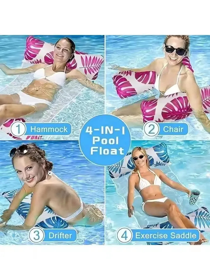 Summer Foldable Water Hammock Swimming Pool Inflatable Air Mattress for Swimming Beach Lounger Floating Sleeping Bed Chair