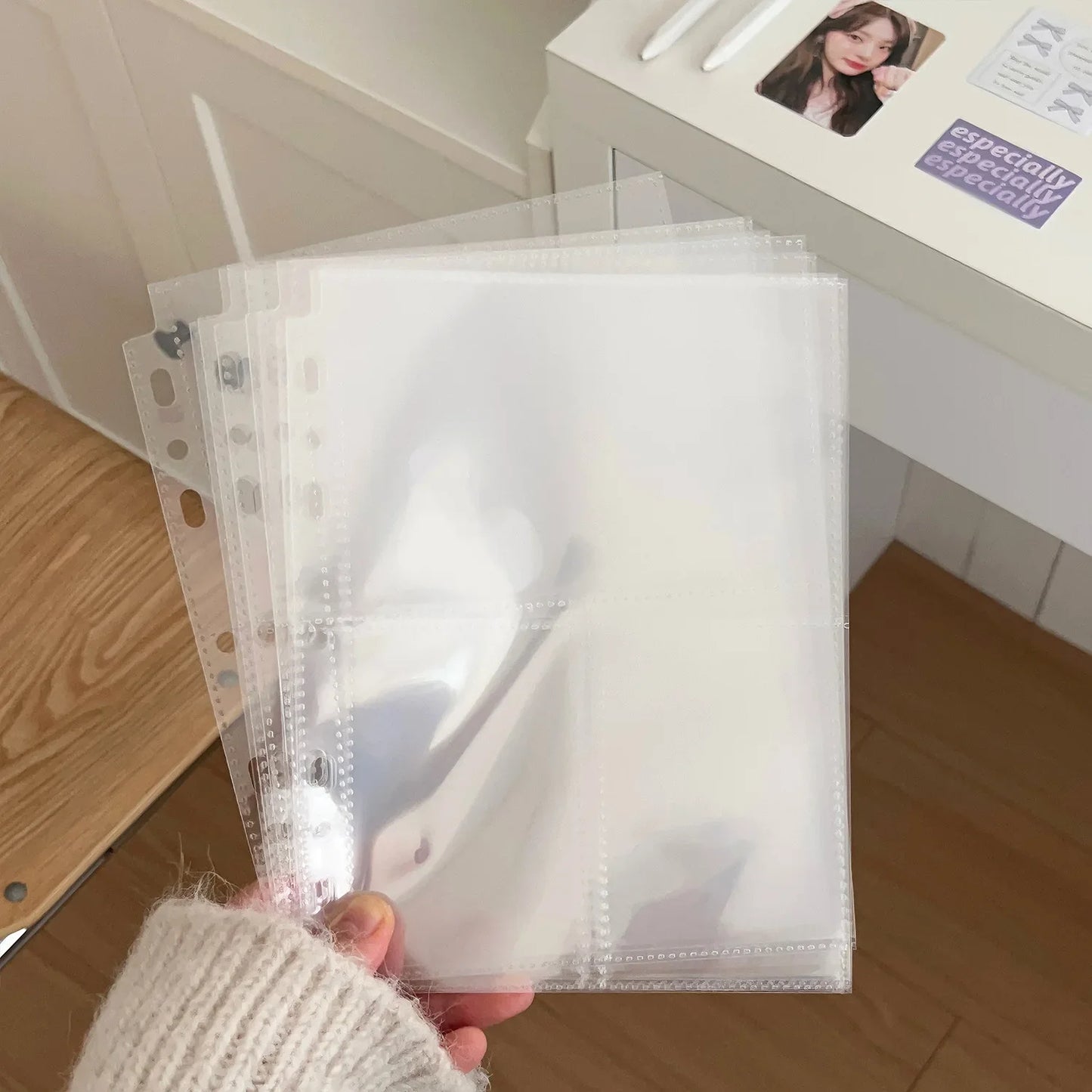 A5 7Holes Transparent File Holder Notebook Loose Leaf DIY Document Bag Binder Rings PVC Storage Binding Folder
