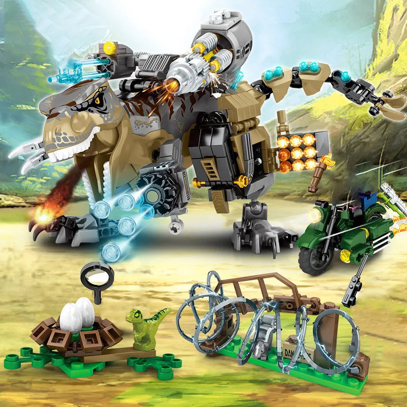 Jurassic Mechanical Tyrannosaurus Rex Dinosaur World Model Building Blocks City Dino Park Figures MOC Bricks Toys Kid Adult Gift