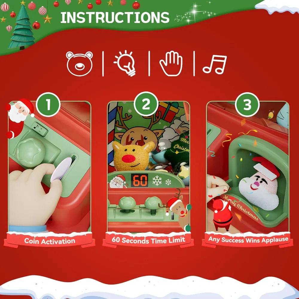 Christmas Claw Machine For Kids Mini Vending Machines Candy Toy Arcade Game Machine With Light Sound Christmas Birthday Gift