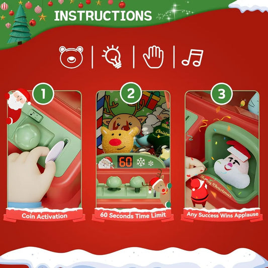 Christmas Claw Machine For Kids Mini Vending Machines Candy Toy Arcade Game Machine With Light Sound Christmas Birthday Gift