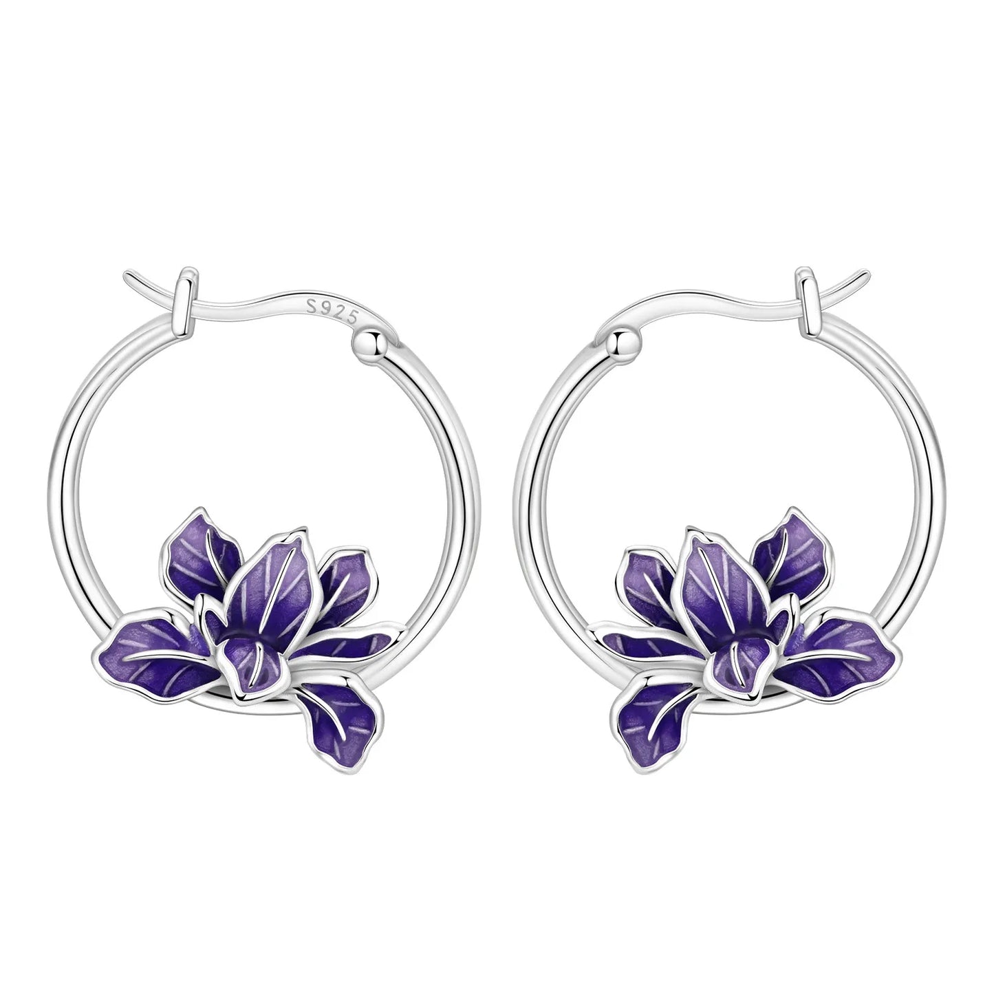 CYCUFF S925 Sterling Silver Purple Flower Series Earrings Hoop Earrings Women Jewelry Original Trendy Anniversary Gifts