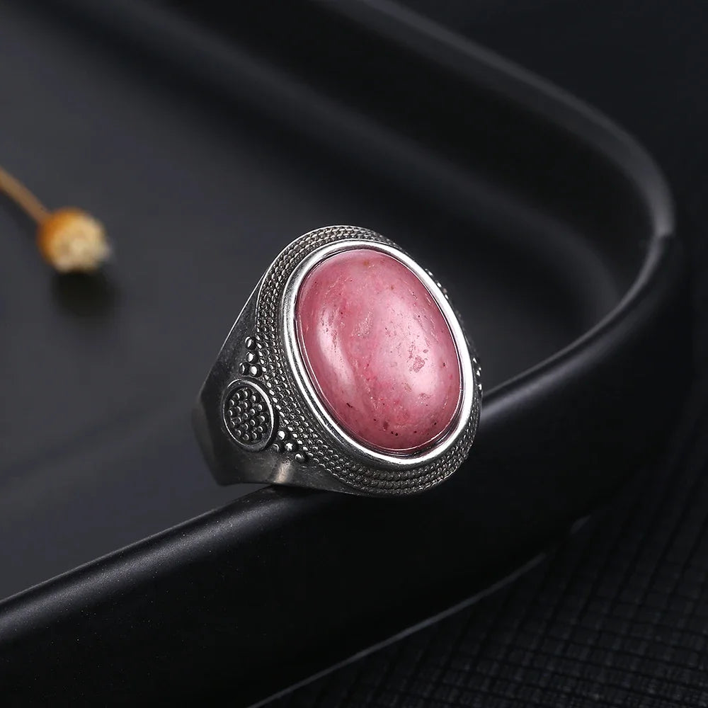 Vintage Natural Labradorite Ring for Women Men 10x14MM Oval Large Tiger Eye S925 Silver Plated Rings Boho Jewelry Gift FCGJHW