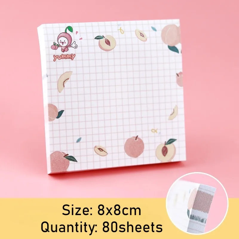 100sheets Kids Cartoon Fruit Pattern Sticker Posted It Memo Grid Paper Notebook Message Sticky Notes Notepad Pads Posits Sticker