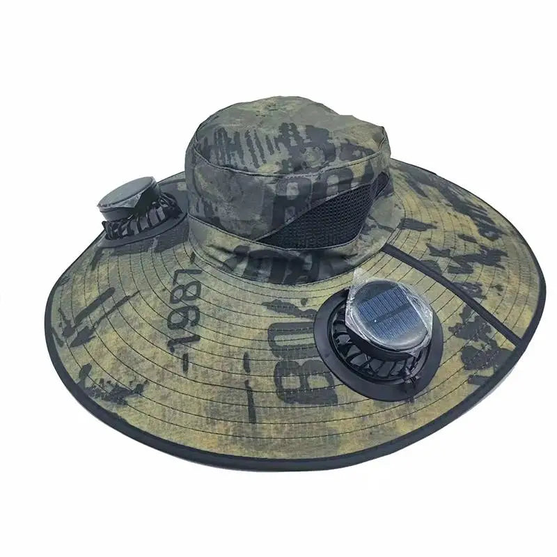 【SE】Solar Powered Sun Hat Cooling Fan UV Protection Outdoor Hiking Fishing Camping Summer Travel Bucket Hat Sun Protection Hat
