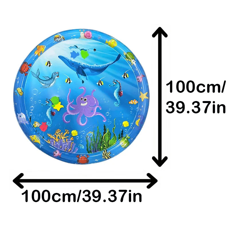 65/100cm Circle Inflatable Baby Water Play Mat Infant Toddler Kid Tummy Time Water Pad Cushion Early Educate Develop Activity