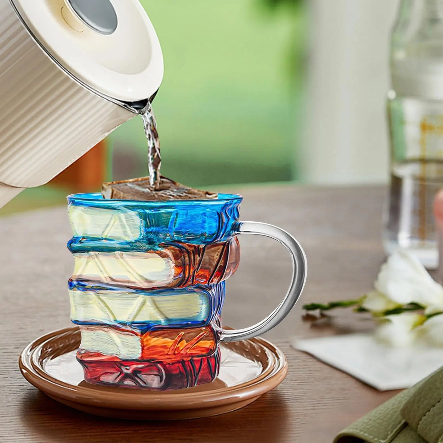 Book Coffee Mug Painted Book Coffee Cup Tea Mug Drinkware Tumbler Funny Decor Desk Accessories for Readers Women Librarian