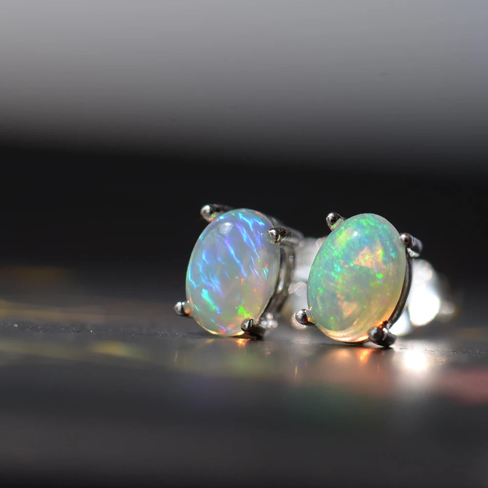 ITSMOS Natural Stone Opal Earrings s925 Silver Lucky Hope Elf Studs Earring Lover Colorful Jewerly for Women Gift  High Quality