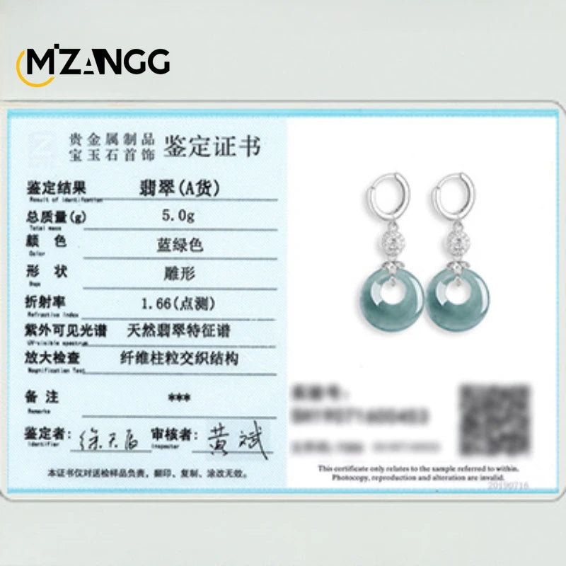 Natural A-Grade Blue Water Jadeite Hoop Earrings - S925 Sterling Silver Fashion Women's Jewelry, Worthy Elegant Accessories Gift