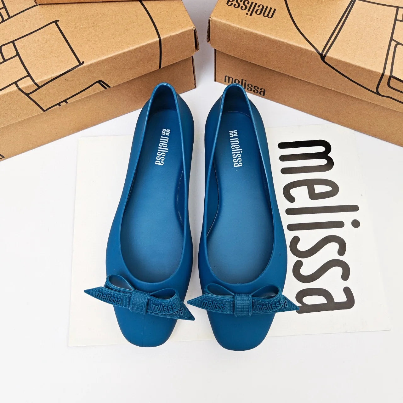 Melissa Women Flats Comfort Ballerina Shoes 2025 Summer New Shallow Mouth Non-slip Ladies Loafers Elegant Bowknot Women Single