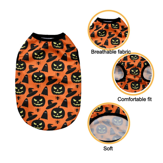 Pumpkin Print Pet Vest – Halloween Costume for Small & Medium Dogs & Cats, XS–XL