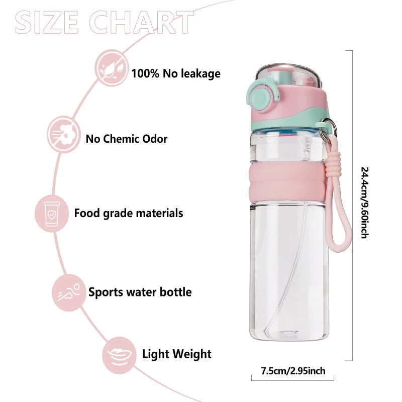 800ml Spray Water Bottle Leak-Proof Portable Sports Cup for Outdoor Travel Fitness Cycling Summer Cooling