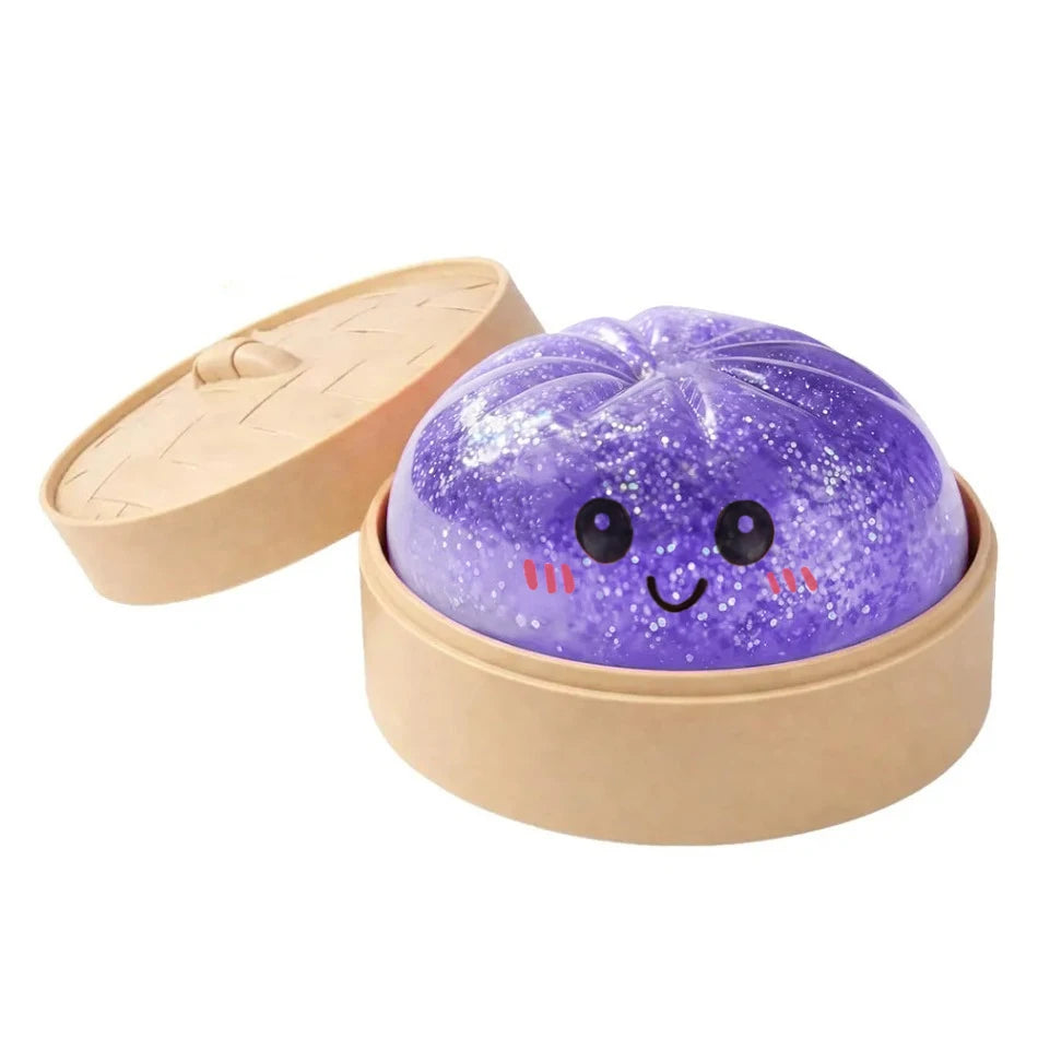 Realistic Giant Dumpling Squeeze Toy with Bamboo Steamer Soft TPR Dough Ball Decompression Fidget Toy Creative Funny Gift