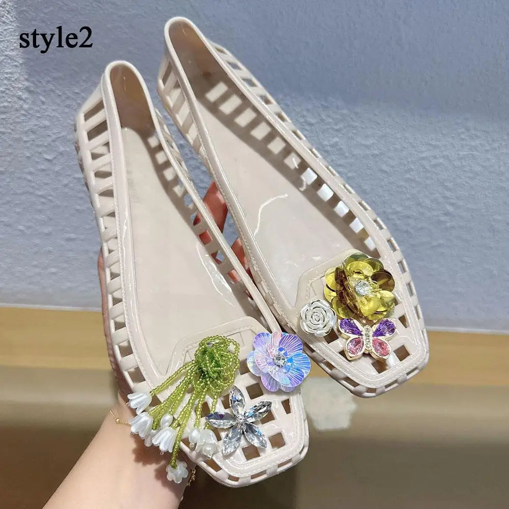 Dopamine Handcrafted Beaded Jelly Shoes Charms Sandals Accessory Decorative Bead Tassel Slippers Buckles Detachable Shoe Flower