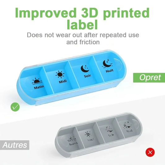 1pc Weekly Pill Organizer 7 Day, Stackable 4 Times A Day Compartments, Portable Travel Medicine Box, Health Care Storage