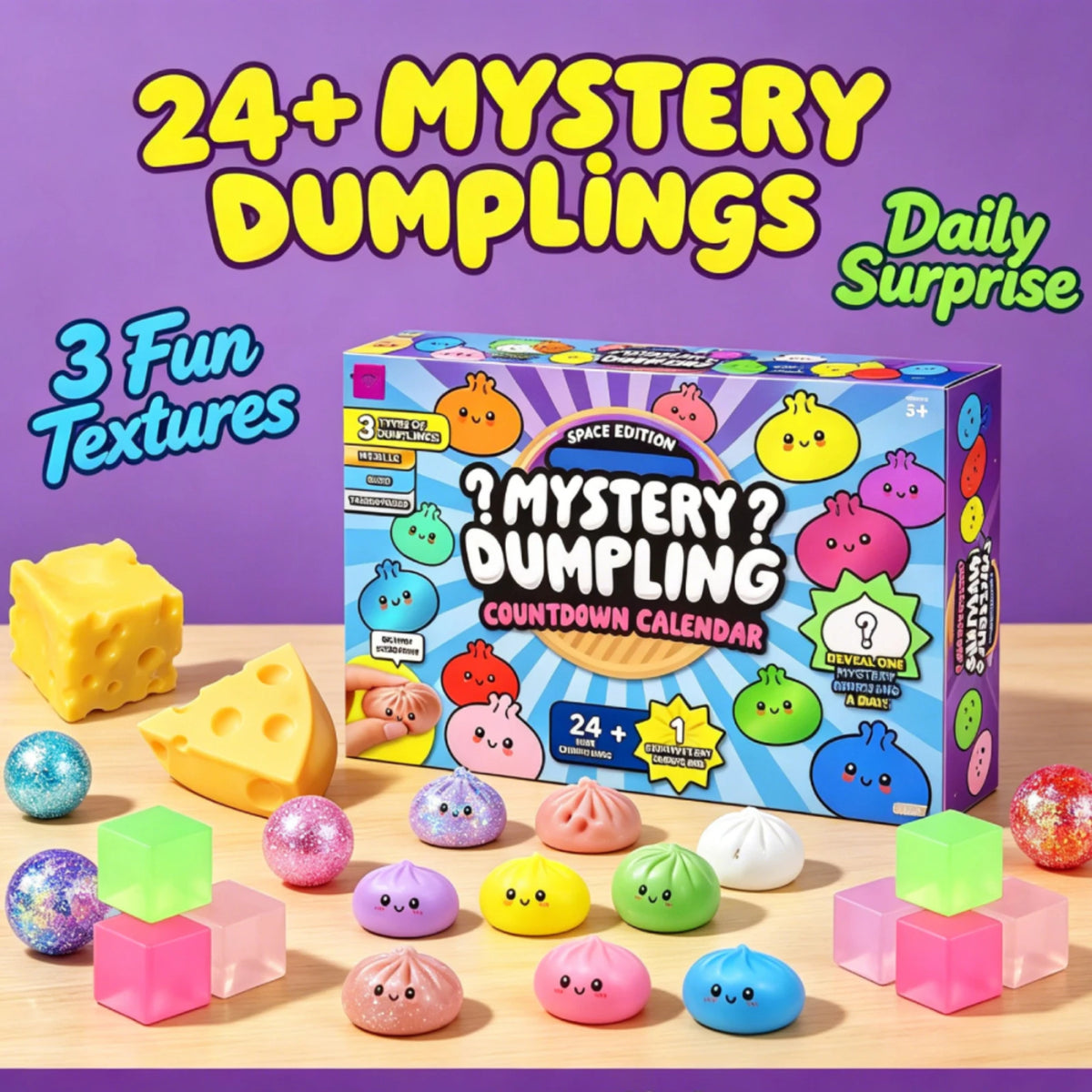 24 Days Squeeze Dumpling Advent Calendar Slow Rising Dumpling Squishies Decompression Dough Dumpling Squishy Toy for Kids Adults