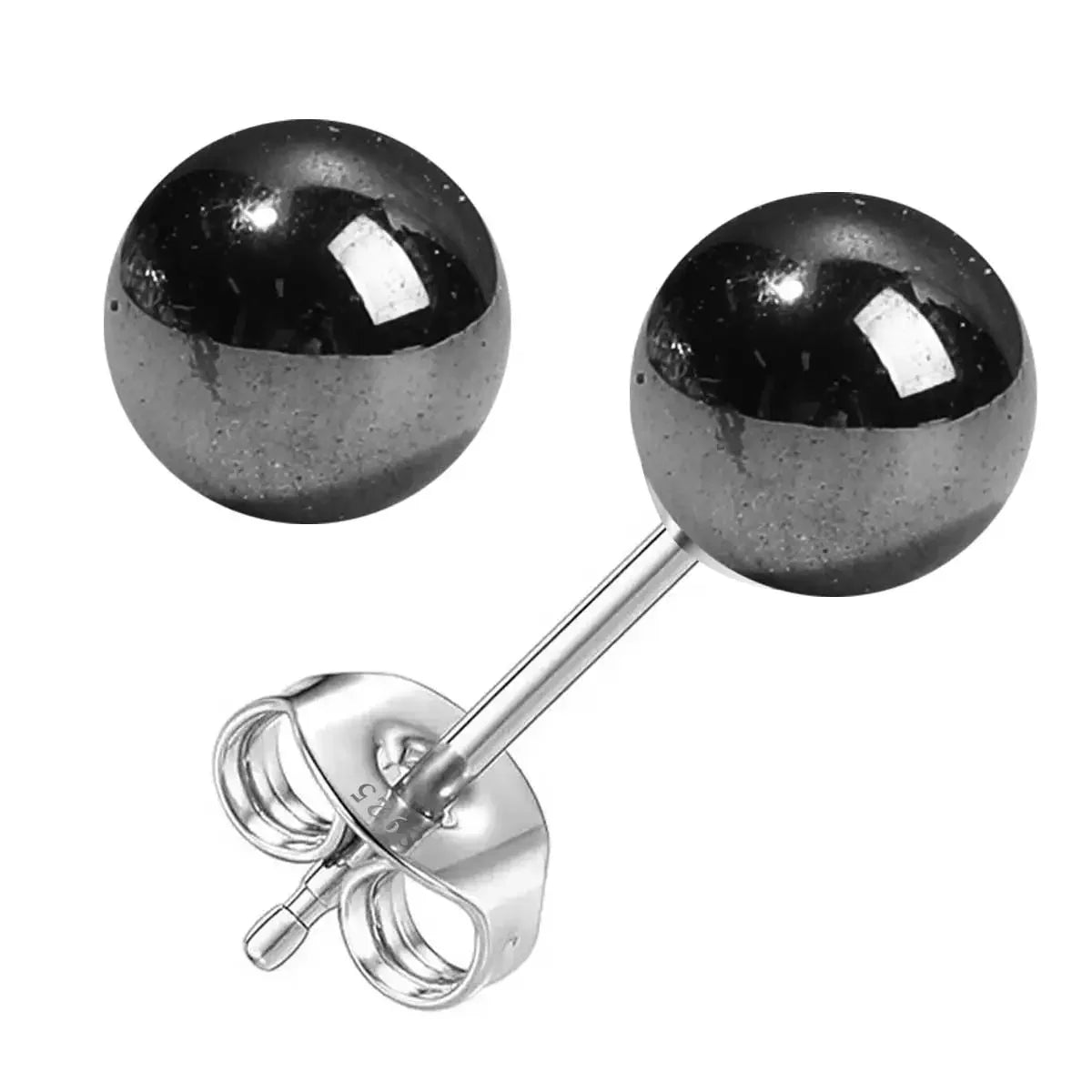6mm Stone Beads Natural Stone Earrings Earring Stud 925 Sterling Silver Jewelry For Women Party Women's S925 Silver Earrings