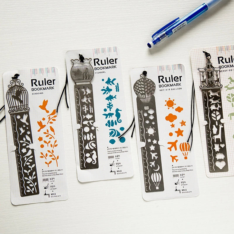 4 pcs/lot Cute Kawaii Creative Horse Birdcage Hollow Metal Bookmark Ruler For Student Gift School Supplies