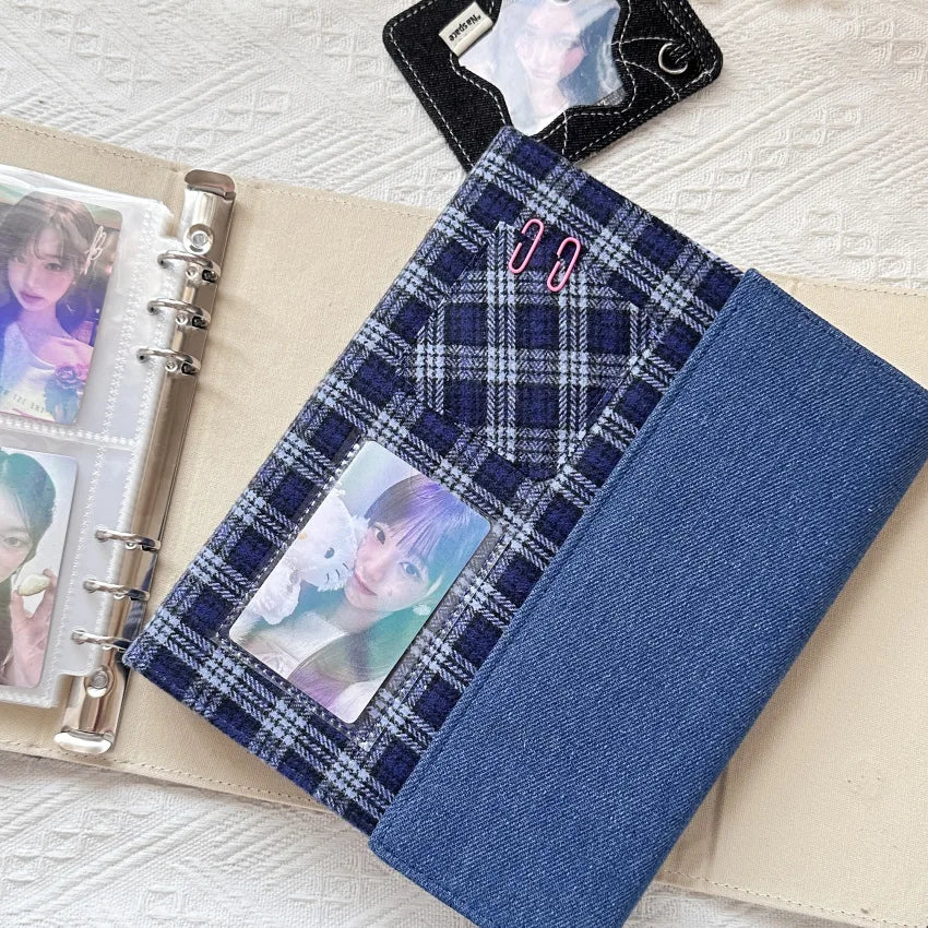A5 Blue Denim DIY Binder Notebook Cover DIY Binder Photocards Collect Book Diary Agenda Planner DIY Cover Album Stationery