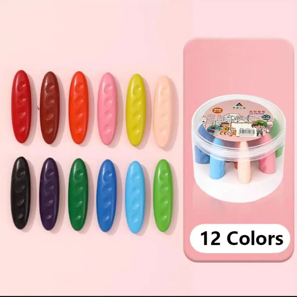 12/24/36 Colors Children Do Not Dirty Hands Plastic Crayon Set Creative Painting Tools Peanut Shaped Washable Erasable