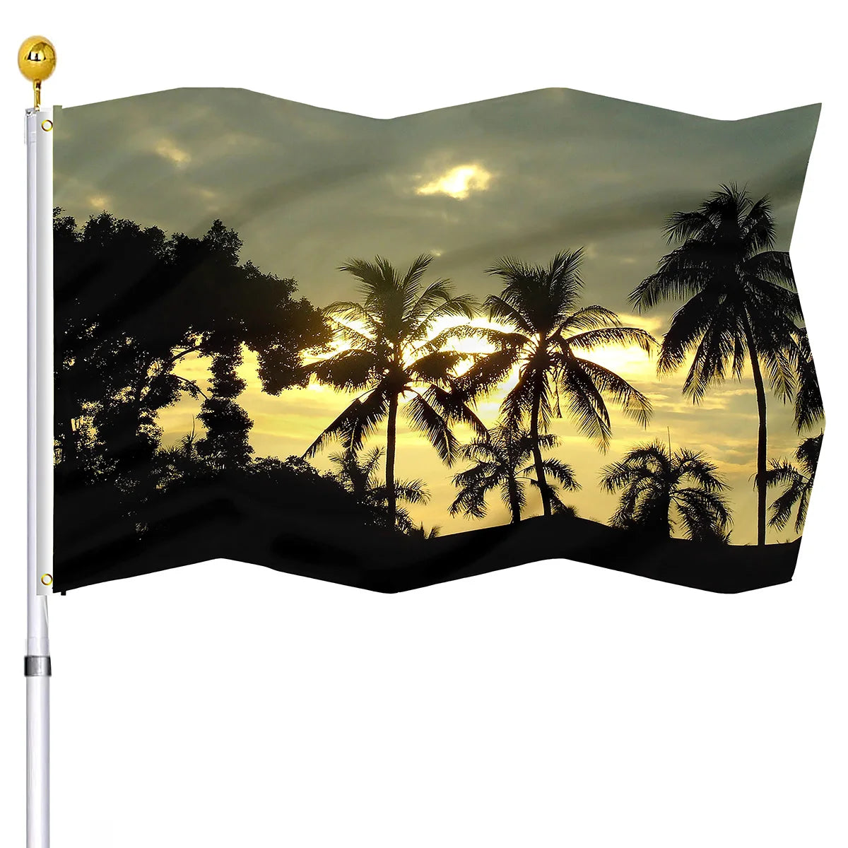 Summer Beach Holiday Decorative Flag Seaside Sunset Chairs Coconut Trees Flags House Indoor Outdoor Decor with Brass Grommets