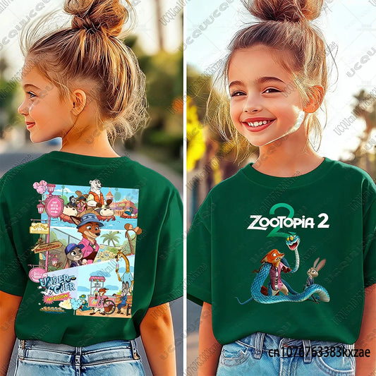 Zootopia Judy&Nick&Gary Tshirt For Kids Casual Cotton Short Sleeve Tees Comfortable Top Street Fashion Parent Child Clothes